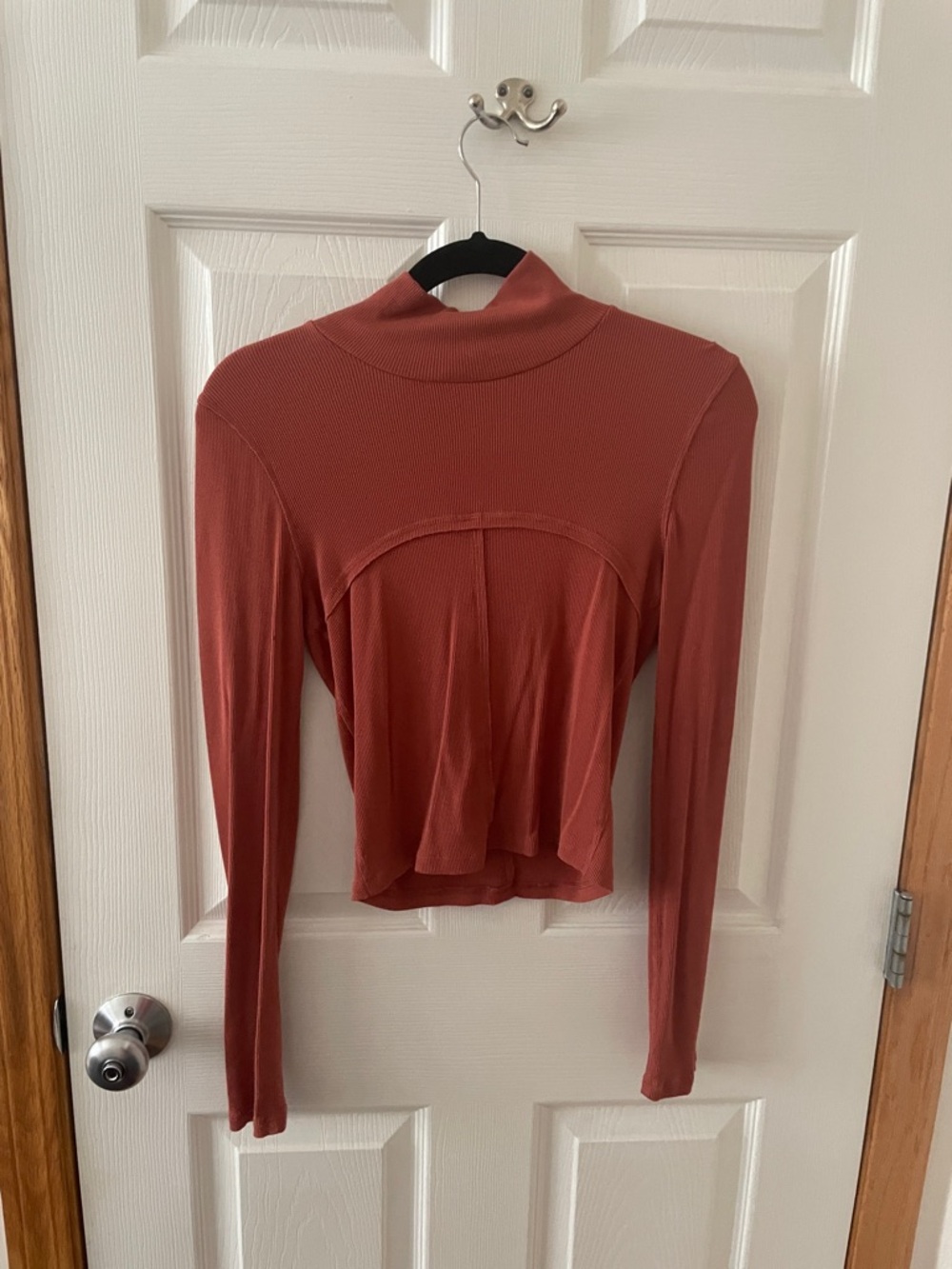 Long Sleeve Mock Neck Top in Rust